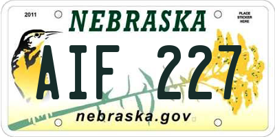 NE license plate AIF227