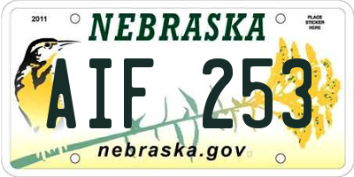 NE license plate AIF253