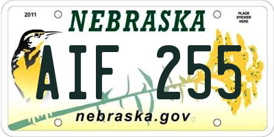 NE license plate AIF255