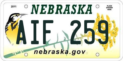 NE license plate AIF259
