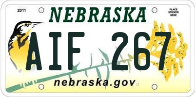 NE license plate AIF267