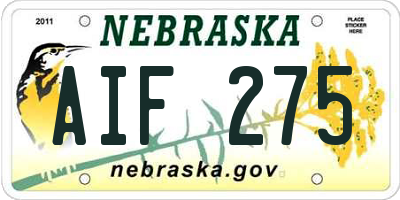 NE license plate AIF275