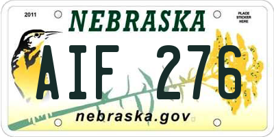 NE license plate AIF276