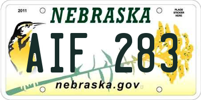 NE license plate AIF283