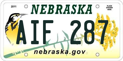 NE license plate AIF287