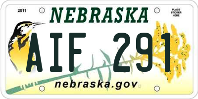 NE license plate AIF291