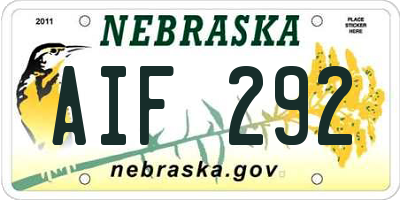 NE license plate AIF292