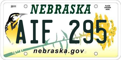 NE license plate AIF295