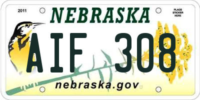NE license plate AIF308