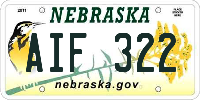 NE license plate AIF322