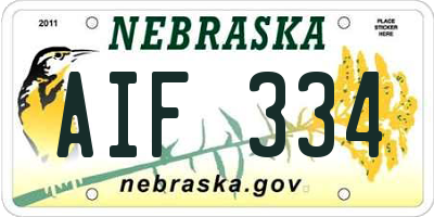 NE license plate AIF334