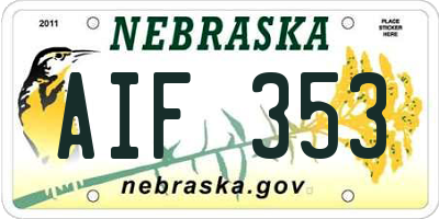 NE license plate AIF353
