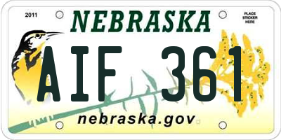NE license plate AIF361