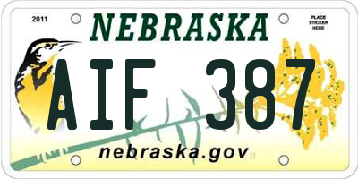 NE license plate AIF387