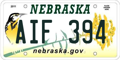 NE license plate AIF394