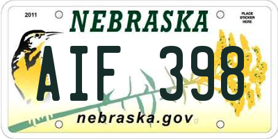 NE license plate AIF398