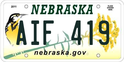 NE license plate AIF419