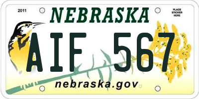 NE license plate AIF567