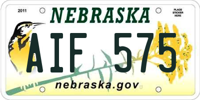 NE license plate AIF575