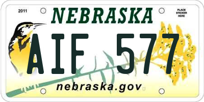 NE license plate AIF577