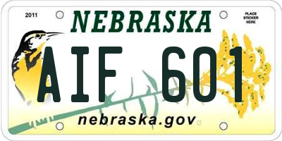 NE license plate AIF601