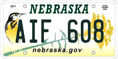 NE license plate AIF608
