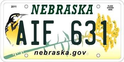 NE license plate AIF631