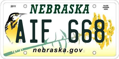 NE license plate AIF668