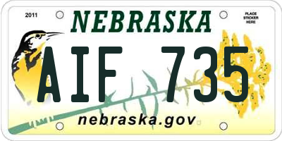 NE license plate AIF735