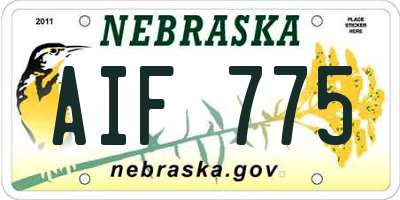 NE license plate AIF775