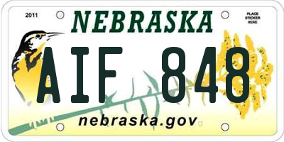 NE license plate AIF848