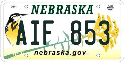 NE license plate AIF853