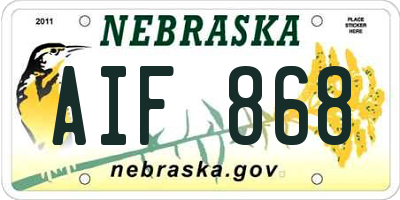 NE license plate AIF868