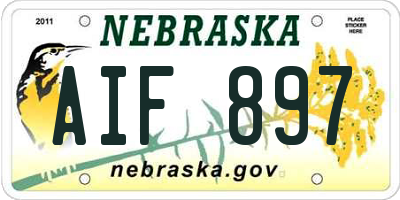 NE license plate AIF897