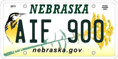 NE license plate AIF900
