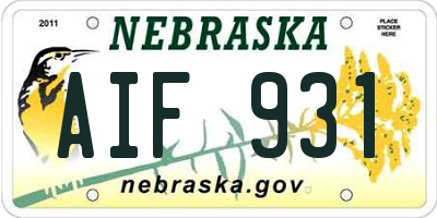 NE license plate AIF931