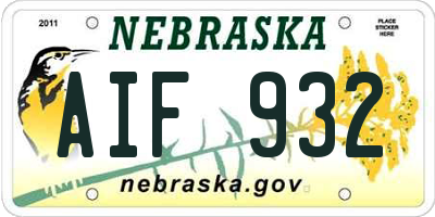 NE license plate AIF932