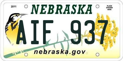 NE license plate AIF937