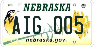 NE license plate AIG005