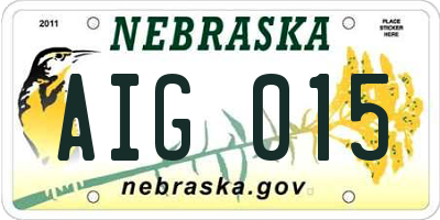 NE license plate AIG015