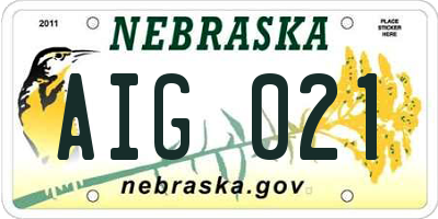 NE license plate AIG021