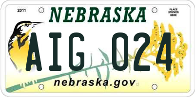 NE license plate AIG024