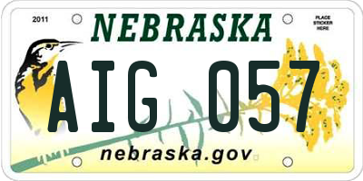NE license plate AIG057