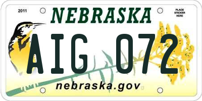 NE license plate AIG072