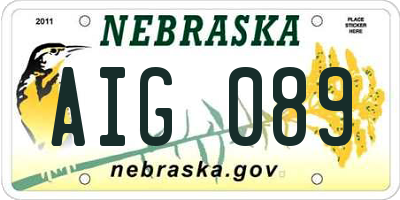 NE license plate AIG089