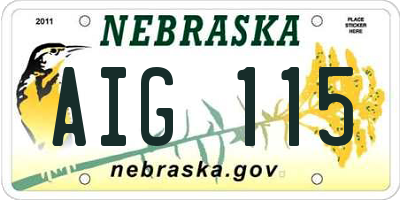 NE license plate AIG115