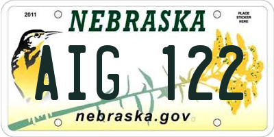 NE license plate AIG122