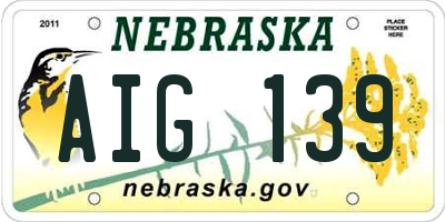 NE license plate AIG139