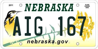 NE license plate AIG167
