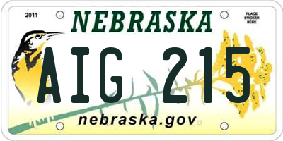 NE license plate AIG215
